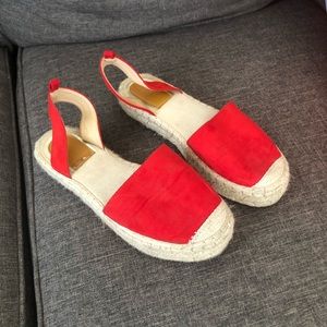 Red platform shoes